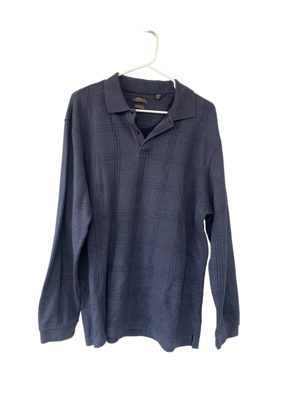 Arrow Classic-Fit Long Sleeve Polo Shirt Size L/G Navy Blue